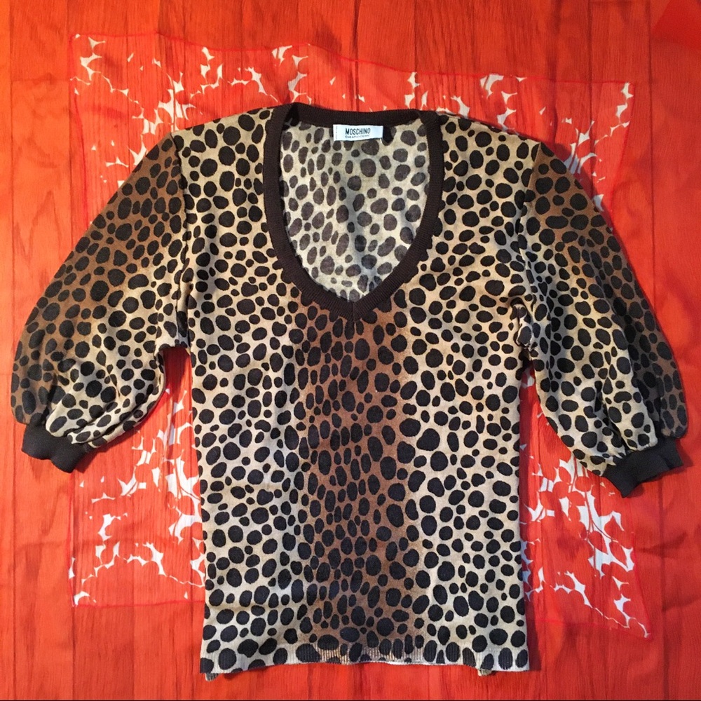 Moschino Cheetah-Print Wool Sweater